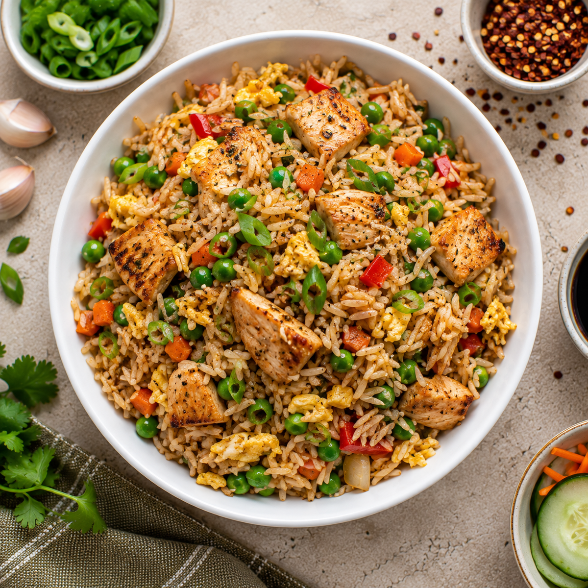Garlic chicken fried rice (400g)