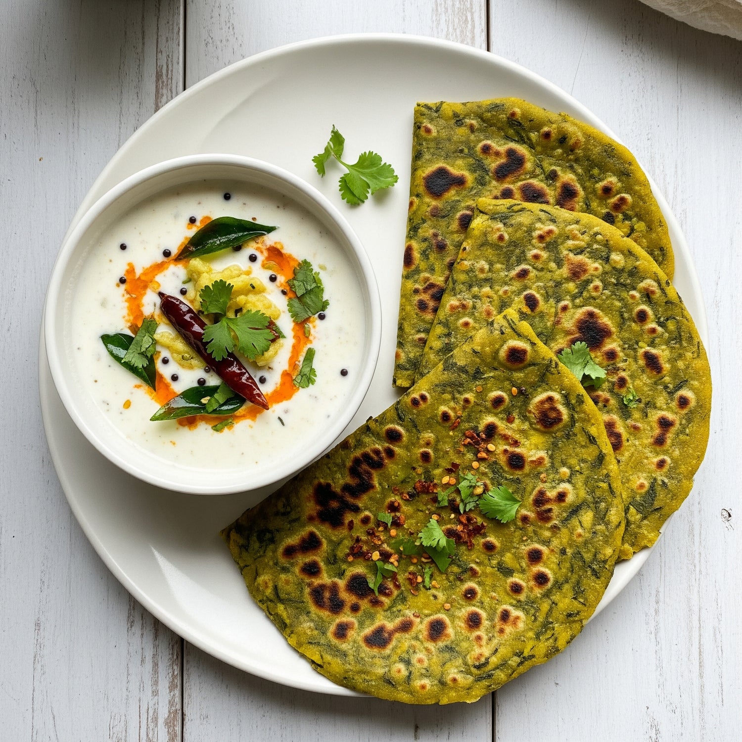 Methi Thepla & Dahi Tadka (4 pieces)